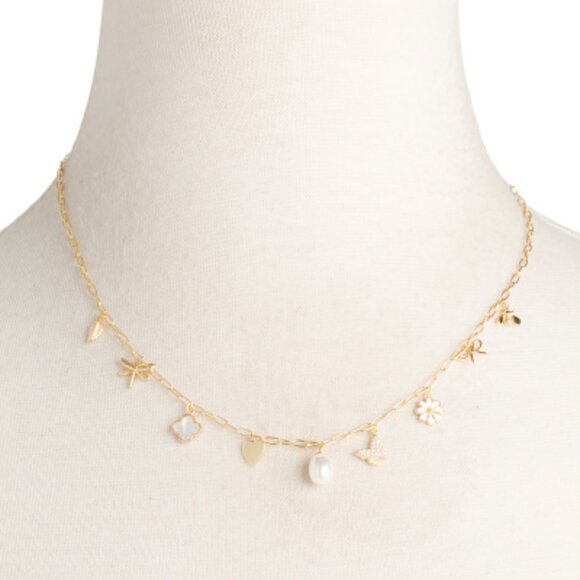 NWT$100 ARGENTO VIVO 14Kt Gold Plated Multi Charm Necklace Y2K Preppy Girly Gift - Picture 2 of 4